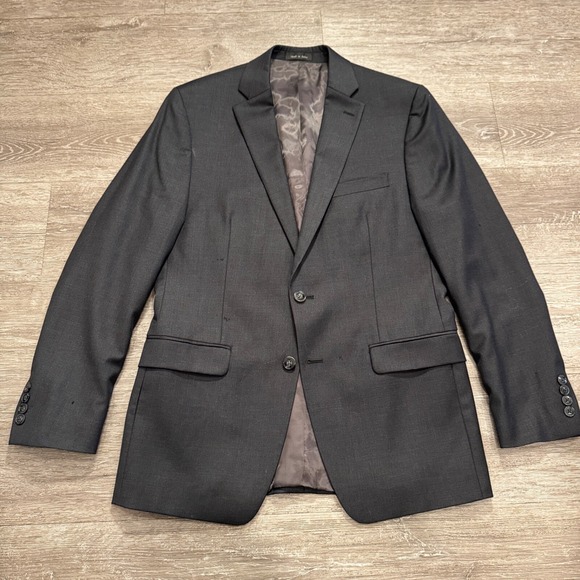 Calvin Klein Sports Coat Mens‎ 40 R 100% Wool Blazer Jacket 2 Button Gray Preppy